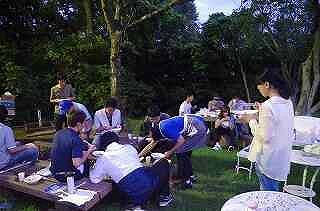 学院島 夕食BBQ(バーベキュー)の様子